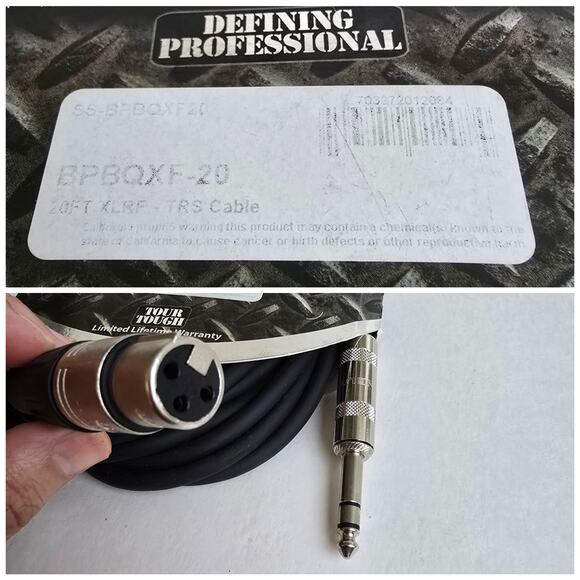 Pro Co 20ft Cable XLR Female to 1/4" TRS Male BPBQXF-20 - Picture 4 of 4